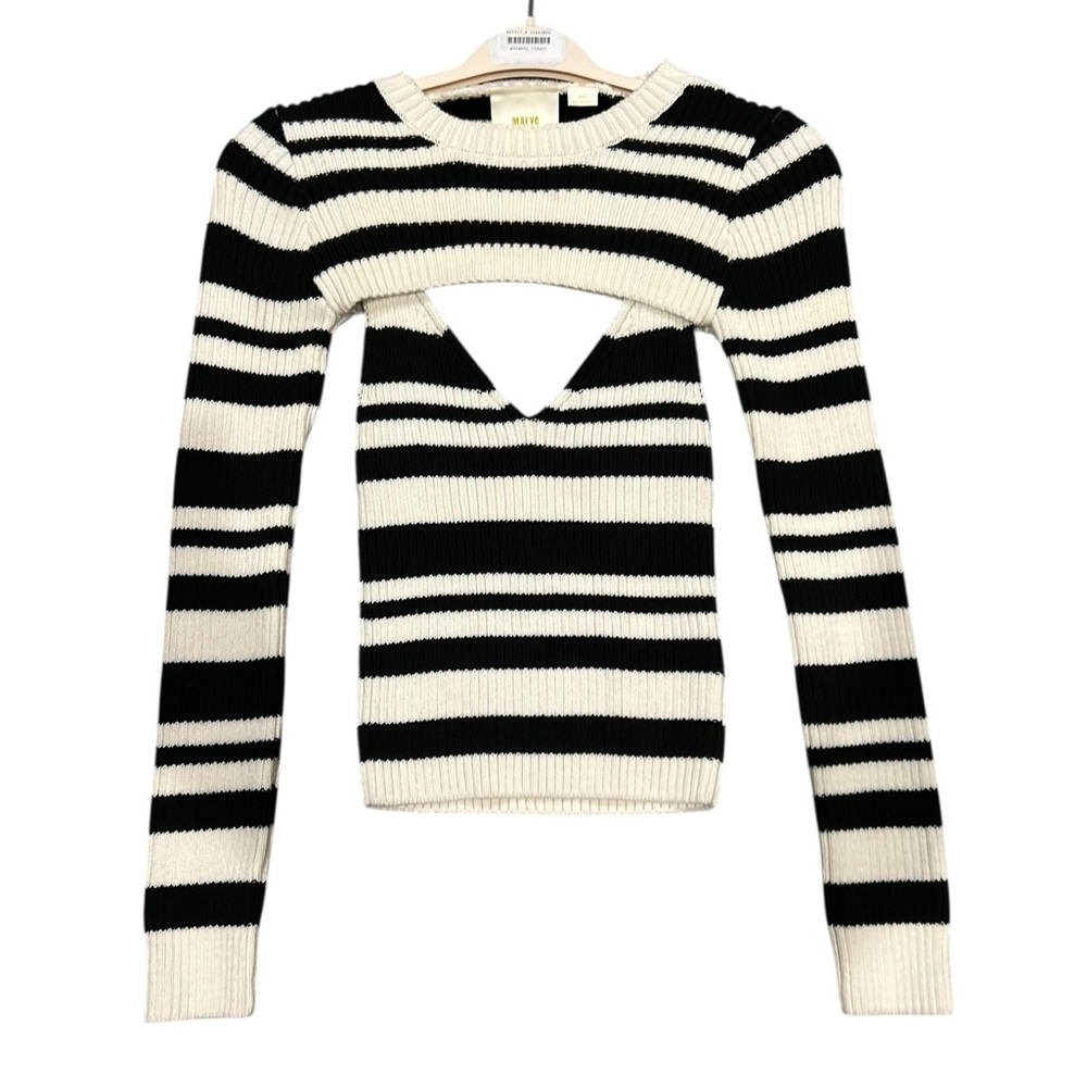 Anthropologie Maeve Black and White Striped Sweater Shrug Set - Picture 3 of 6